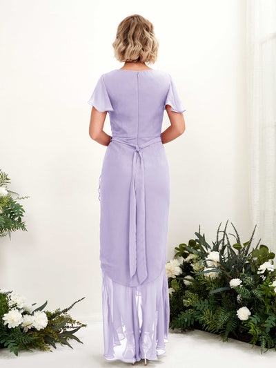 Carlyna Robe sirène col V manches papillon longueur sol Lilas #couleur_lilas