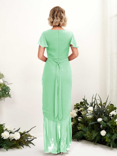 Carlyna Robe sirène col V manches papillon longueur sol Vert Menthe #couleur_vert-menthe