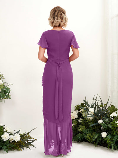 Carlyna Robe sirène col V manches papillon longueur sol Violet #couleur_violet