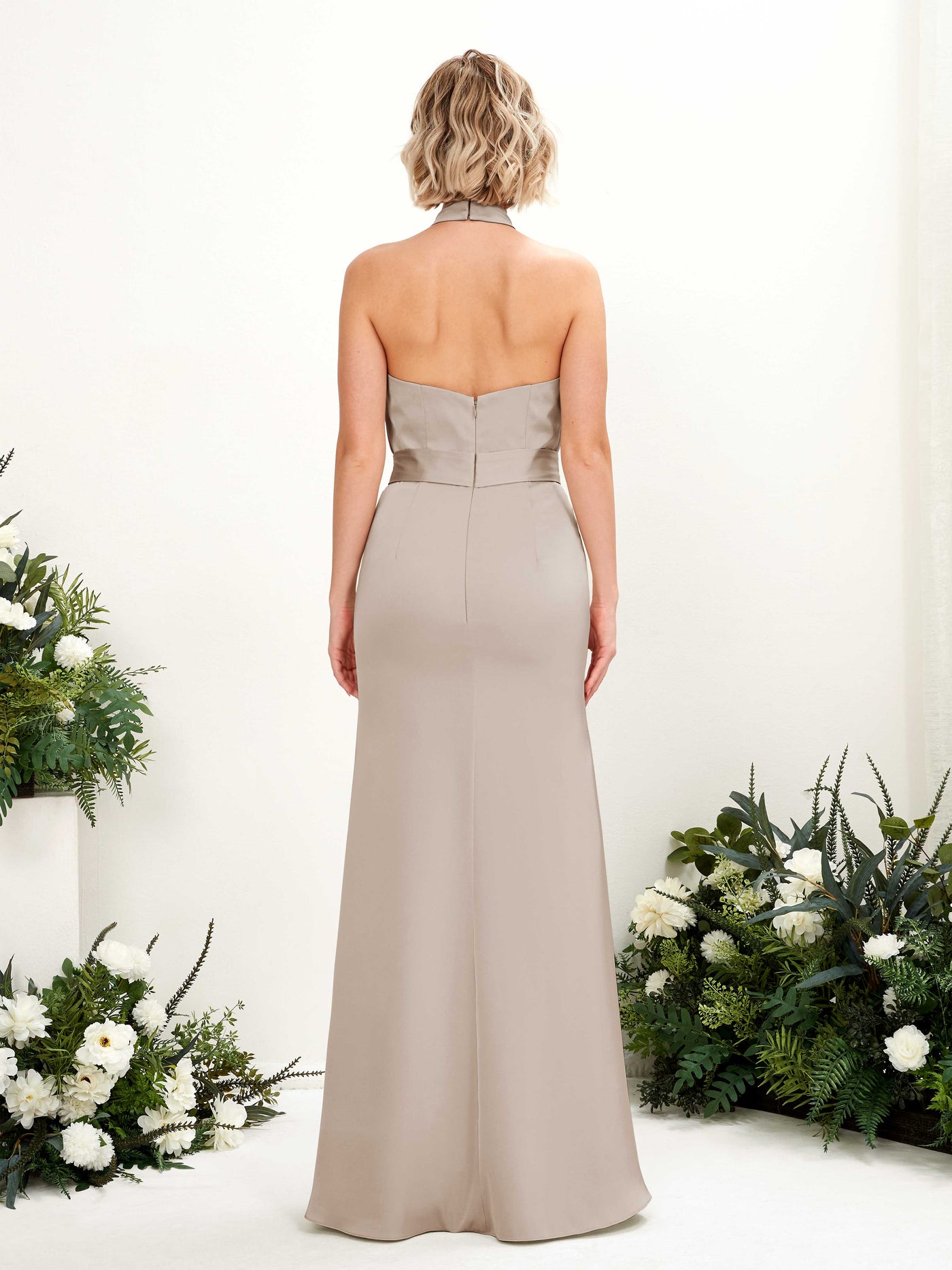 Carlyna Robe sirène licou longueur ras du sol Taupe #couleur_taupe