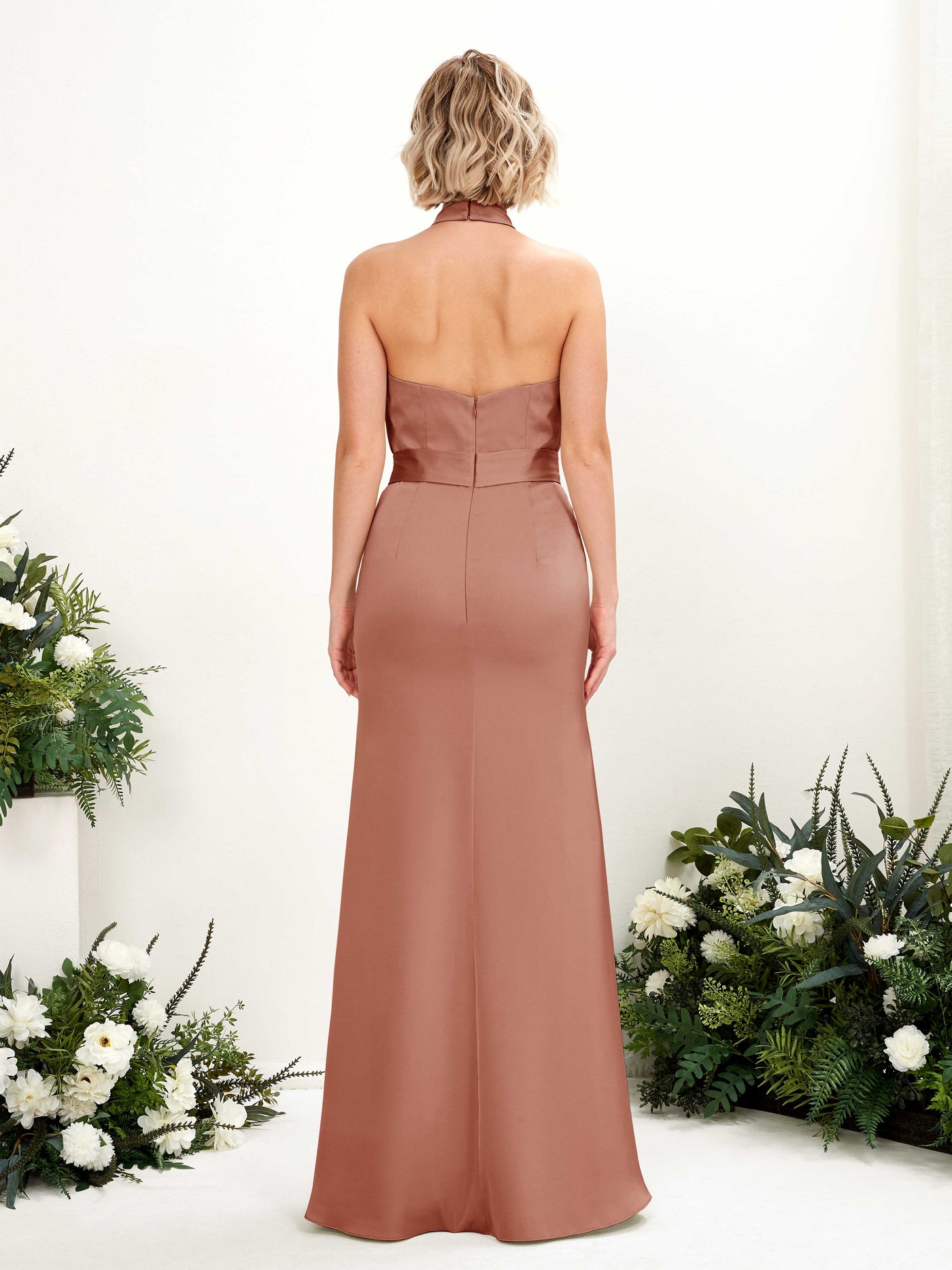 Carlyna Robe sirène licou longueur ras du sol Terre De Sienne Brute #couleur_terre-de-sienne-brute