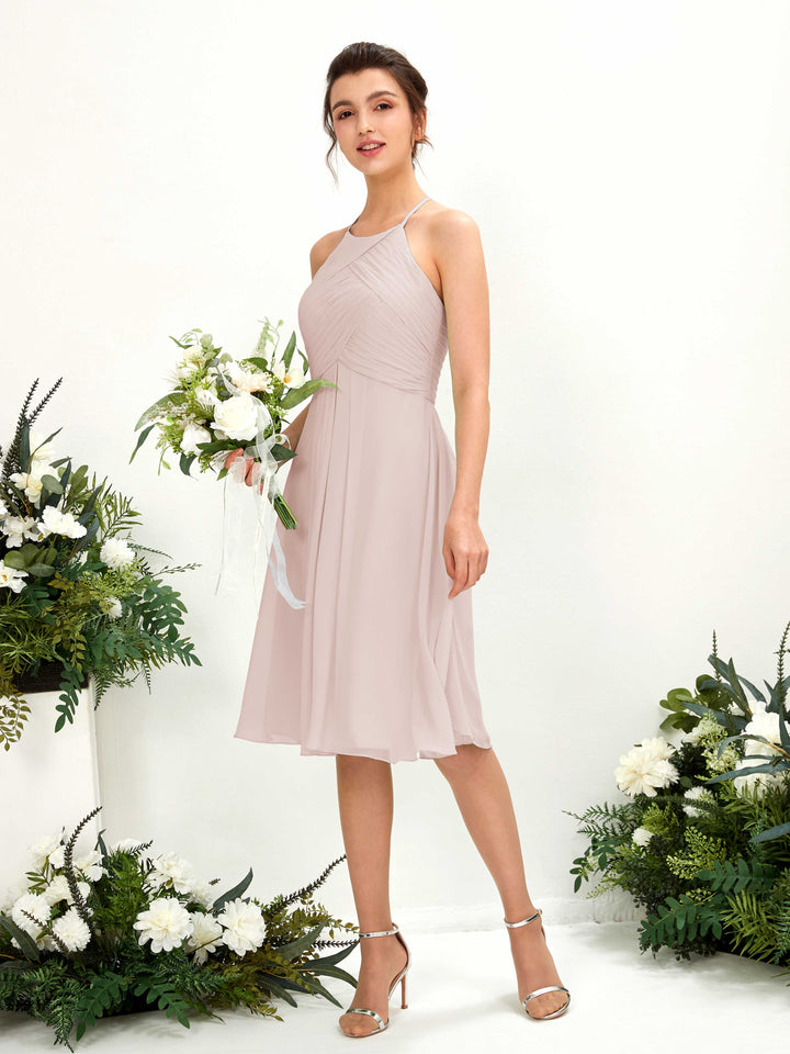 Carlyna Robe trapèze à col rond en mousseline longueur genou robe de demoiselle d&