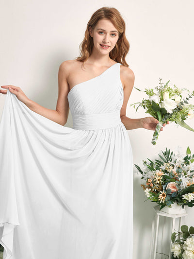 Carlyna Robe Trapèze Asymétrique Longueur ras du sol Mousseline Demoiselle d'honneur Blanc #couleur_blanc