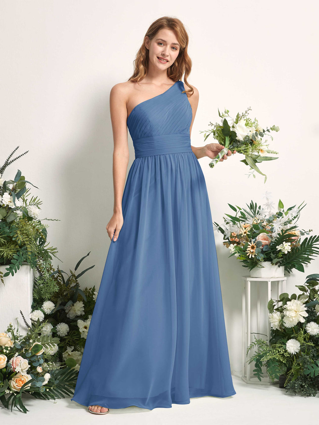 Carlyna Robe Trapèze Asymétrique Longueur ras du sol Mousseline Demoiselle d&