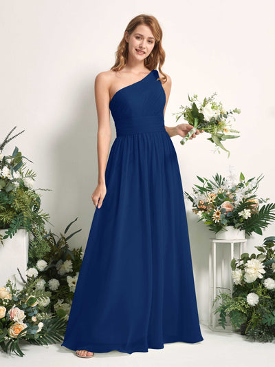 Carlyna Robe Trapèze Asymétrique Longueur ras du sol Mousseline Demoiselle d'honneur Bleu Roi #couleur_bleu-roi
