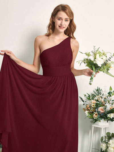 Carlyna Robe Trapèze Asymétrique Longueur ras du sol Mousseline Demoiselle d'honneur Bordeaux #couleur_bordeaux