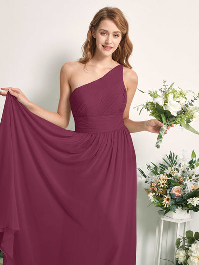Carlyna Robe Trapèze Asymétrique Longueur ras du sol Mousseline Demoiselle d'honneur Chianti #couleur_chianti