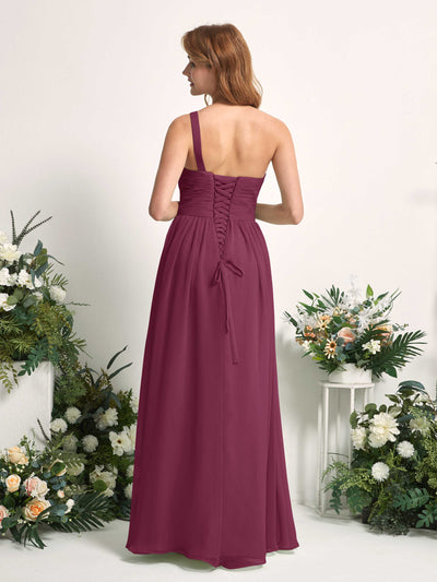 Carlyna Robe Trapèze Asymétrique Longueur ras du sol Mousseline Demoiselle d'honneur Chianti #couleur_chianti