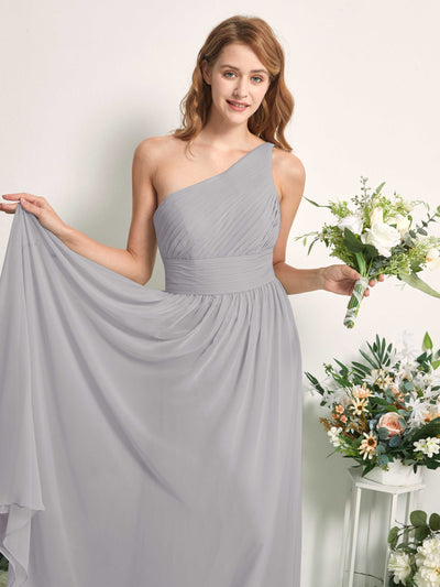 Carlyna Robe Trapèze Asymétrique Longueur ras du sol Mousseline Demoiselle d'honneur Gris Boussole #couleur_gris-boussole