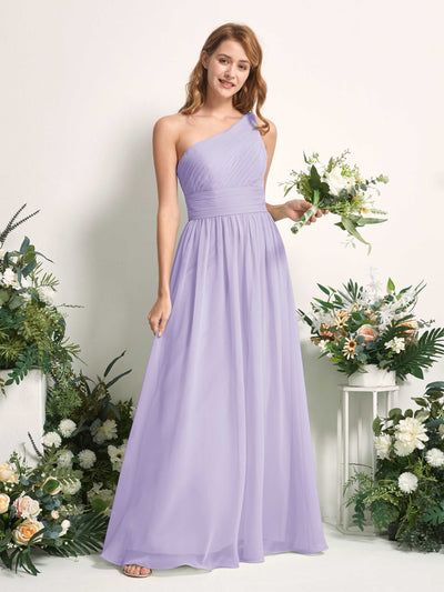 Carlyna Robe Trapèze Asymétrique Longueur ras du sol Mousseline Demoiselle d'honneur Lilas #couleur_lilas