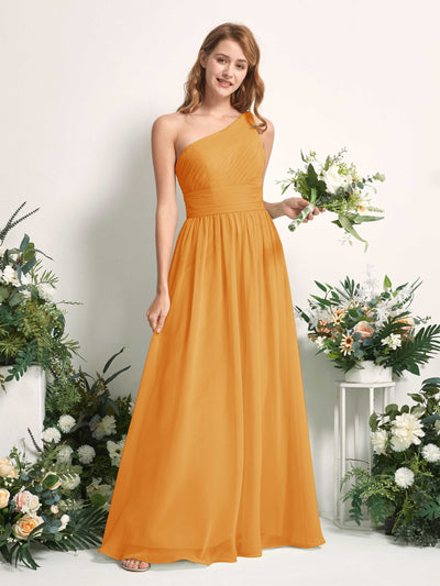 Carlyna Robe Trapèze Asymétrique Longueur ras du sol Mousseline Demoiselle d'honneur Mangue #couleur_mangue