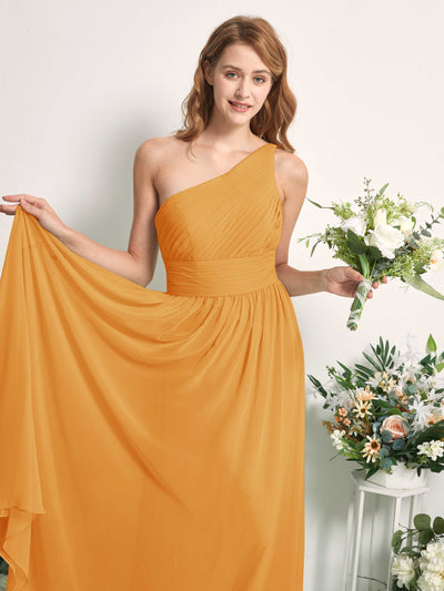 Carlyna Robe Trapèze Asymétrique Longueur ras du sol Mousseline Demoiselle d'honneur Mangue #couleur_mangue