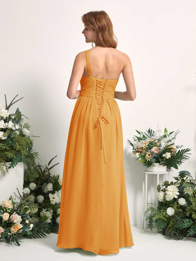 Carlyna Robe Trapèze Asymétrique Longueur ras du sol Mousseline Demoiselle d'honneur Mangue #couleur_mangue