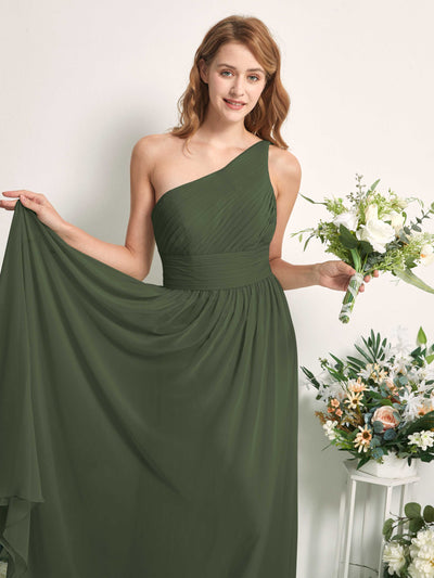 Carlyna Robe Trapèze Asymétrique Longueur ras du sol Mousseline Demoiselle d'honneur Olive Martini #couleur_olive-martini