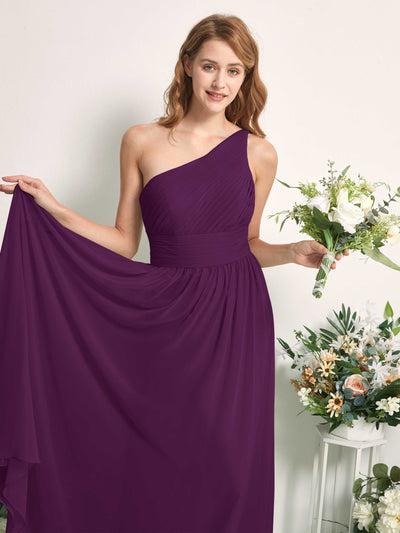 Carlyna Robe Trapèze Asymétrique Longueur ras du sol Mousseline Demoiselle d'honneur Pourpre #couleur_pourpre