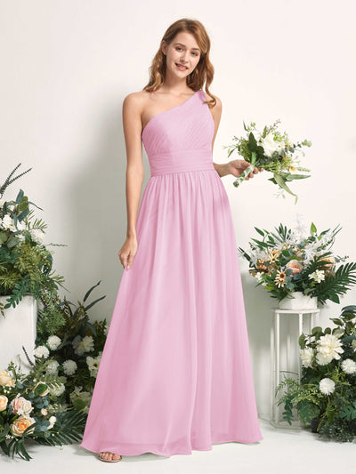 Carlyna Robe Trapèze Asymétrique Longueur ras du sol Mousseline Demoiselle d'honneur Rose Bonbon #couleur_rose-bonbon