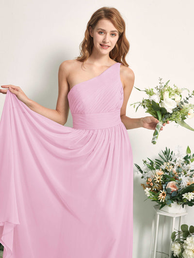 Carlyna Robe Trapèze Asymétrique Longueur ras du sol Mousseline Demoiselle d'honneur Rose Bonbon #couleur_rose-bonbon