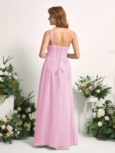 Carlyna Robe Trapèze Asymétrique Longueur ras du sol Mousseline Demoiselle d'honneur Rose Bonbon #couleur_rose-bonbon