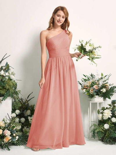 Carlyna Robe Trapèze Asymétrique Longueur ras du sol Mousseline Demoiselle d'honneur Rose Champagne #couleur_rose-champagne