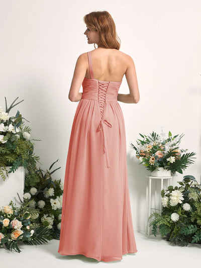 Carlyna Robe Trapèze Asymétrique Longueur ras du sol Mousseline Demoiselle d'honneur Rose Champagne #couleur_rose-champagne