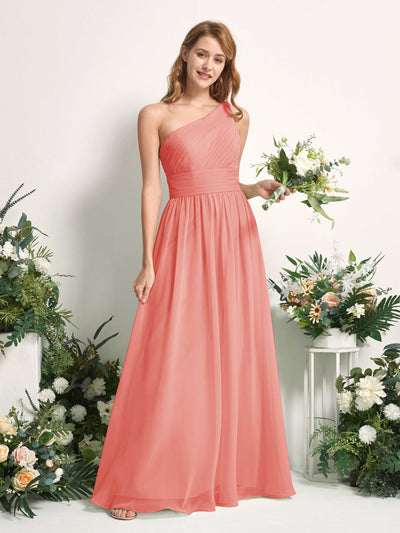 Carlyna Robe Trapèze Asymétrique Longueur ras du sol Mousseline Demoiselle d'honneur Rose Pêche #couleur_rose-p-che