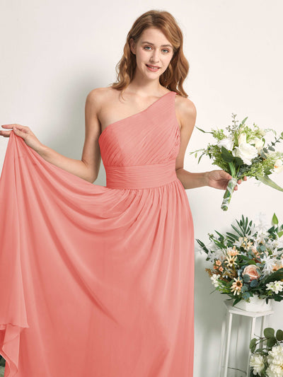 Carlyna Robe Trapèze Asymétrique Longueur ras du sol Mousseline Demoiselle d'honneur Rose Pêche #couleur_rose-p-che