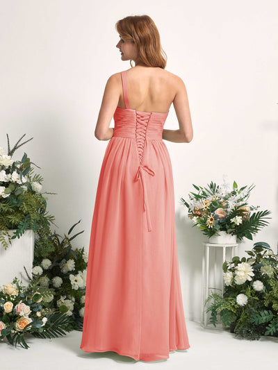 Carlyna Robe Trapèze Asymétrique Longueur ras du sol Mousseline Demoiselle d'honneur Rose Pêche #couleur_rose-p-che