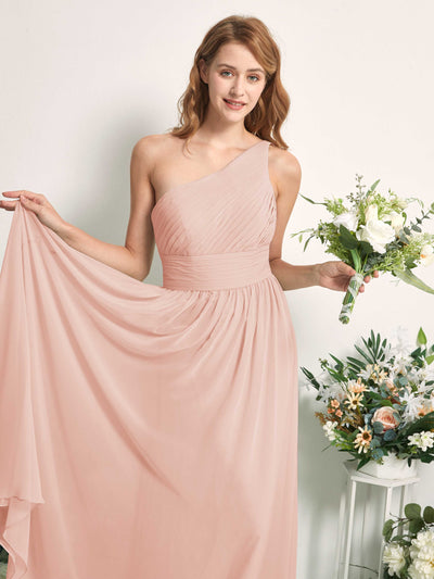 Carlyna Robe Trapèze Asymétrique Longueur ras du sol Mousseline Demoiselle d'honneur Rose Perle #couleur_rose-perle