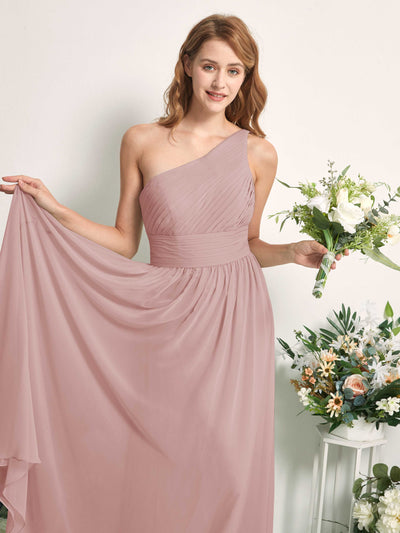 Carlyna Robe Trapèze Asymétrique Longueur ras du sol Mousseline Demoiselle d'honneur Rose Poussiéreux #couleur_rose-poussi-reux
