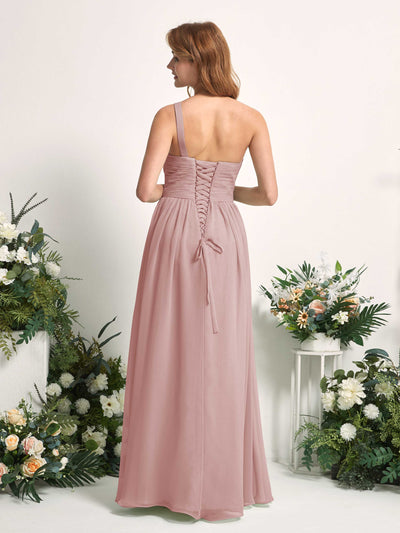 Carlyna Robe Trapèze Asymétrique Longueur ras du sol Mousseline Demoiselle d'honneur Rose Poussiéreux #couleur_rose-poussi-reux