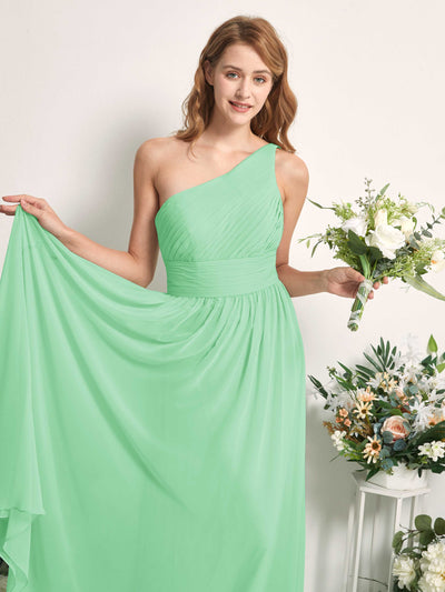Carlyna Robe Trapèze Asymétrique Longueur ras du sol Mousseline Demoiselle d'honneur Vert Menthe #couleur_vert-menthe