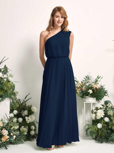 Carlyna Robe Trapèze Asymétrique Longueur Sol Robes de Demoiselle d'Honneur Bleu Marine #couleur_bleu-marine