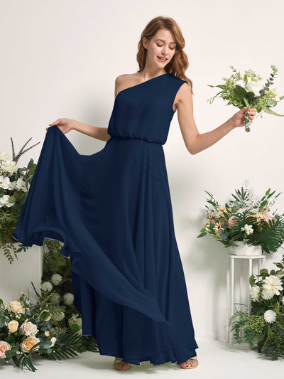 Carlyna Robe Trapèze Asymétrique Longueur Sol Robes de Demoiselle d'Honneur Bleu Marine #couleur_bleu-marine