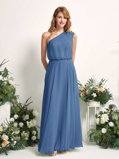 Carlyna Robe Trapèze Asymétrique Longueur Sol Robes de Demoiselle d'Honneur Bleu Poussiéreux #couleur_bleu-poussi-reux