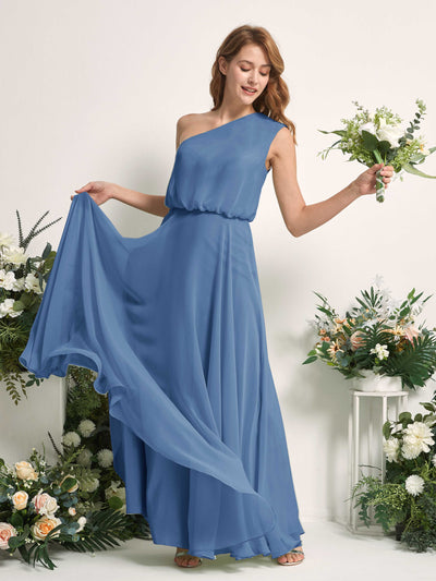 Carlyna Robe Trapèze Asymétrique Longueur Sol Robes de Demoiselle d'Honneur Bleu Poussiéreux #couleur_bleu-poussi-reux