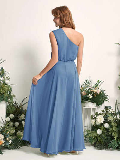 Carlyna Robe Trapèze Asymétrique Longueur Sol Robes de Demoiselle d'Honneur Bleu Poussiéreux #couleur_bleu-poussi-reux