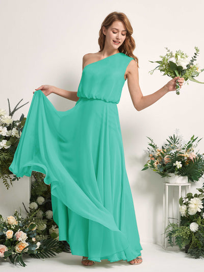Carlyna Robe Trapèze Asymétrique Longueur Sol Robes de Demoiselle d'Honneur Bleu Tiffany #couleur_bleu-tiffany