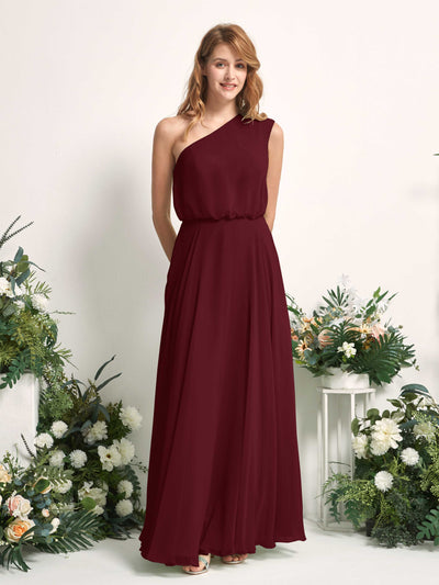 Carlyna Robe Trapèze Asymétrique Longueur Sol Robes de Demoiselle d'Honneur Bordeaux #couleur_bordeaux