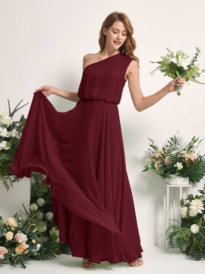 Carlyna Robe Trapèze Asymétrique Longueur Sol Robes de Demoiselle d'Honneur Bordeaux #couleur_bordeaux