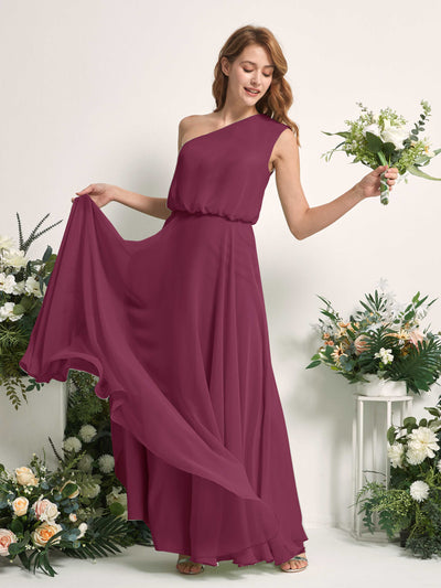 Carlyna Robe Trapèze Asymétrique Longueur Sol Robes de Demoiselle d'Honneur Chianti #couleur_chianti