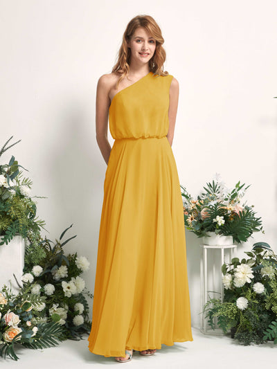 Carlyna Robe Trapèze Asymétrique Longueur Sol Robes de Demoiselle d'Honneur Jaune Moutard #couleur_jaune-moutard