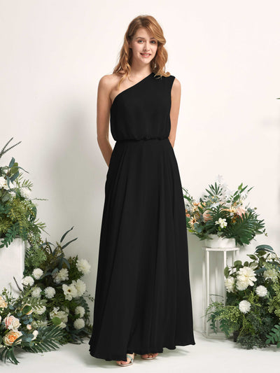 Carlyna Robe Trapèze Asymétrique Longueur Sol Robes de Demoiselle d'Honneur Noir #couleur_noir