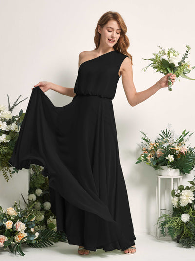 Carlyna Robe Trapèze Asymétrique Longueur Sol Robes de Demoiselle d'Honneur Noir #couleur_noir