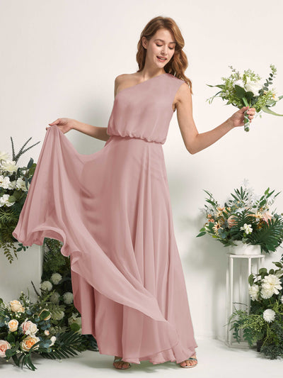 Carlyna Robe Trapèze Asymétrique Longueur Sol Robes de Demoiselle d'Honneur Rose Poussiéreux #couleur_rose-poussi-reux