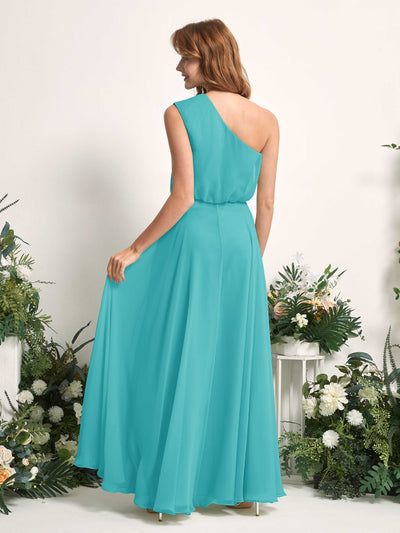 Carlyna Robe Trapèze Asymétrique Longueur Sol Robes de Demoiselle d'Honneur Turquoise #couleur_turquoise
