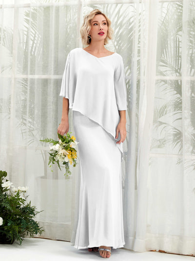 Carlyna Robe trapèze asymétrique manches cape demoiselle d'honneur Blanc #couleur_blanc