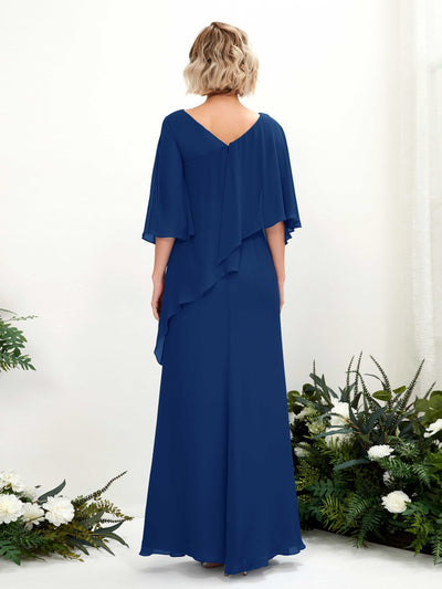 Carlyna Robe trapèze asymétrique manches cape demoiselle d'honneur Bleu Roi #couleur_bleu-roi