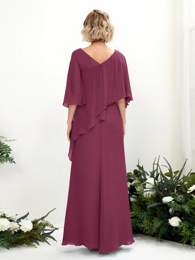 Carlyna Robe trapèze asymétrique manches cape demoiselle d'honneur Chianti #couleur_chianti