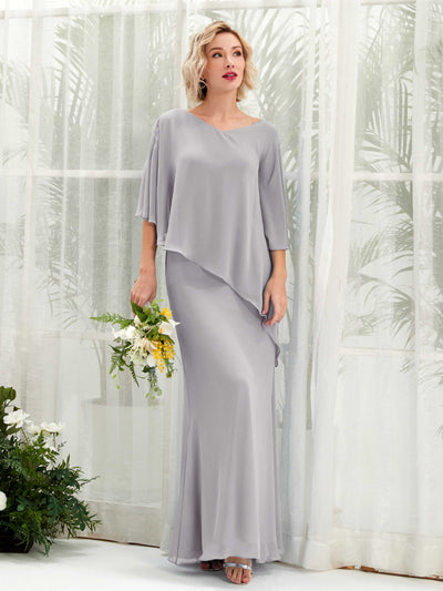 Carlyna Robe trapèze asymétrique manches cape demoiselle d'honneur Gris Boussole #couleur_gris-boussole