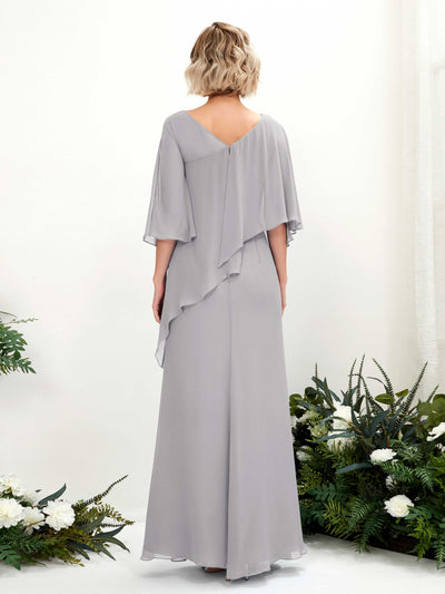 Carlyna Robe trapèze asymétrique manches cape demoiselle d'honneur Gris Boussole #couleur_gris-boussole